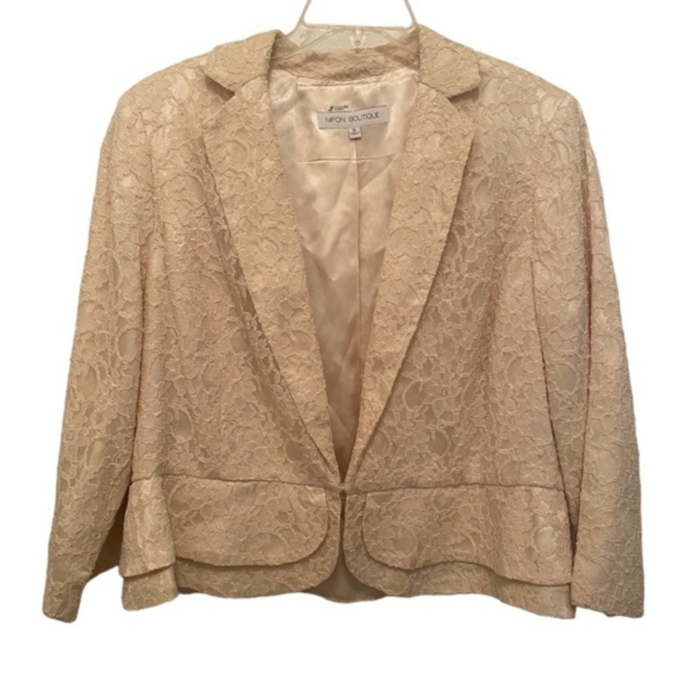 Nipon Boutique Cream Lace Overlay Jacket Size 16‎